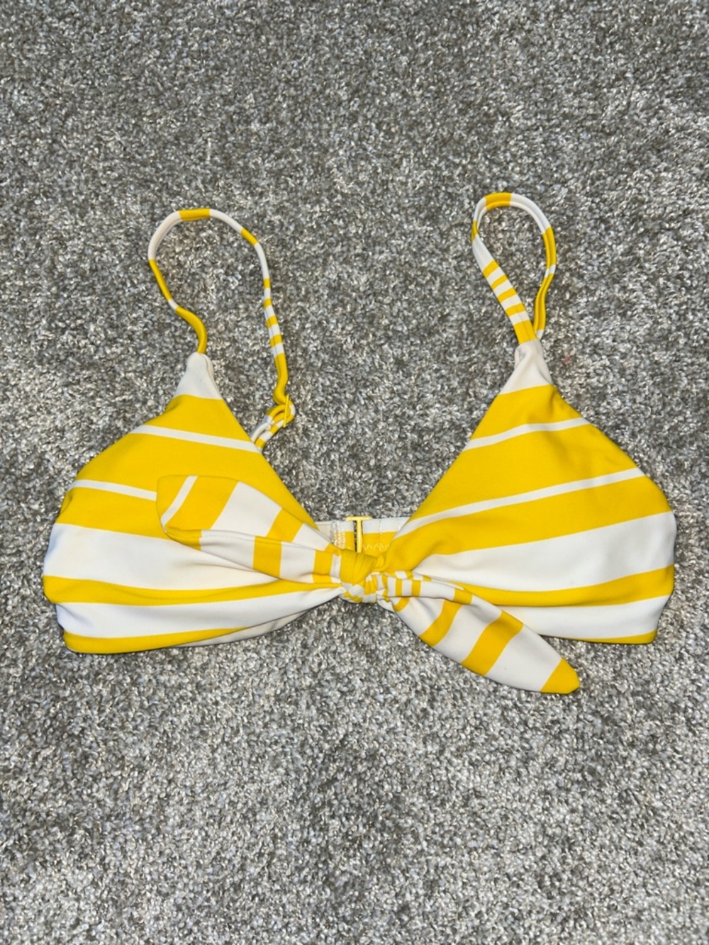 aerie Yellow and White Striped Bikini Top